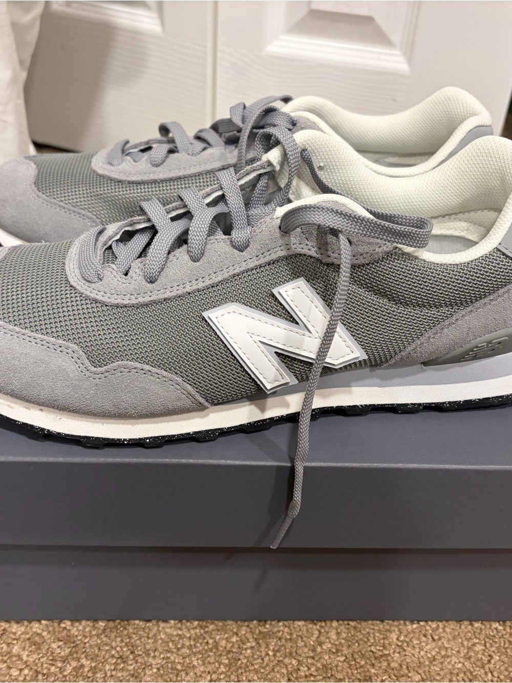 New Balance Men's Gray Mesh & Suede Running Sneakers - Picture 3 of 9